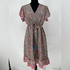 BIGG BULL‎ SILK BLEND FLORAL PAISLEY PULLOVER DRESS